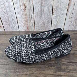 Skechers Cleo Round our Moment Knit Ballet Flats Women's Sz 9.5 Black White